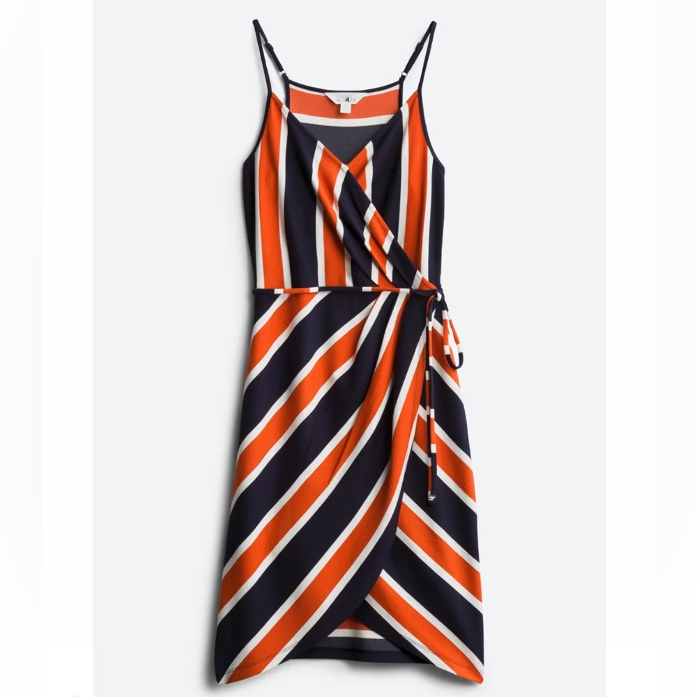 NWT Navy and Orange Faux Wrap Dress, Size XL